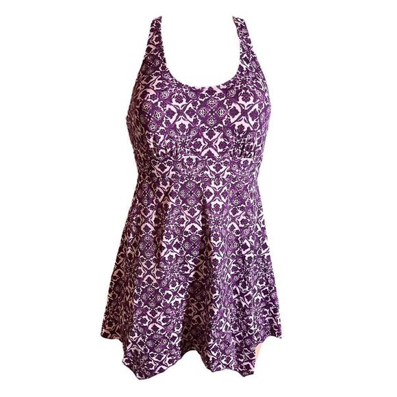 Denim & Co. Beach Handkerchief Hem Scoop-Neck Swim Dress - Picture 3 of 6